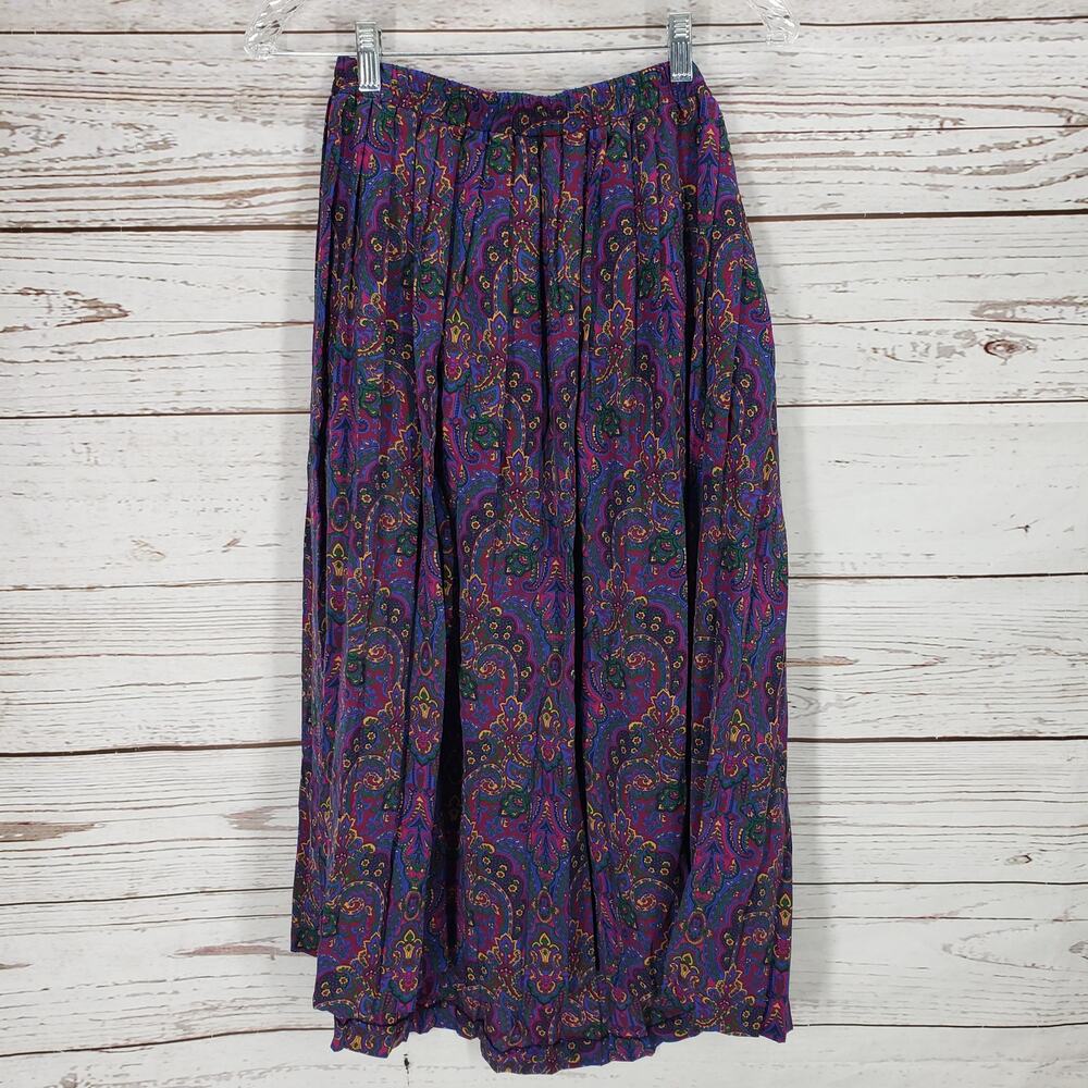 Andrea Gayle Women's Paisley Pleated Skirt Size Medium